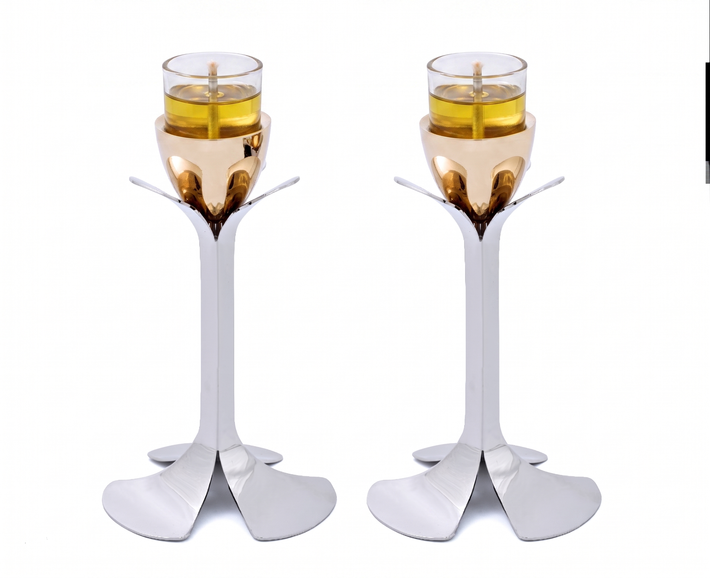 Tall Minimalist Airy Frame Candlesticks with Floating Silver Holders