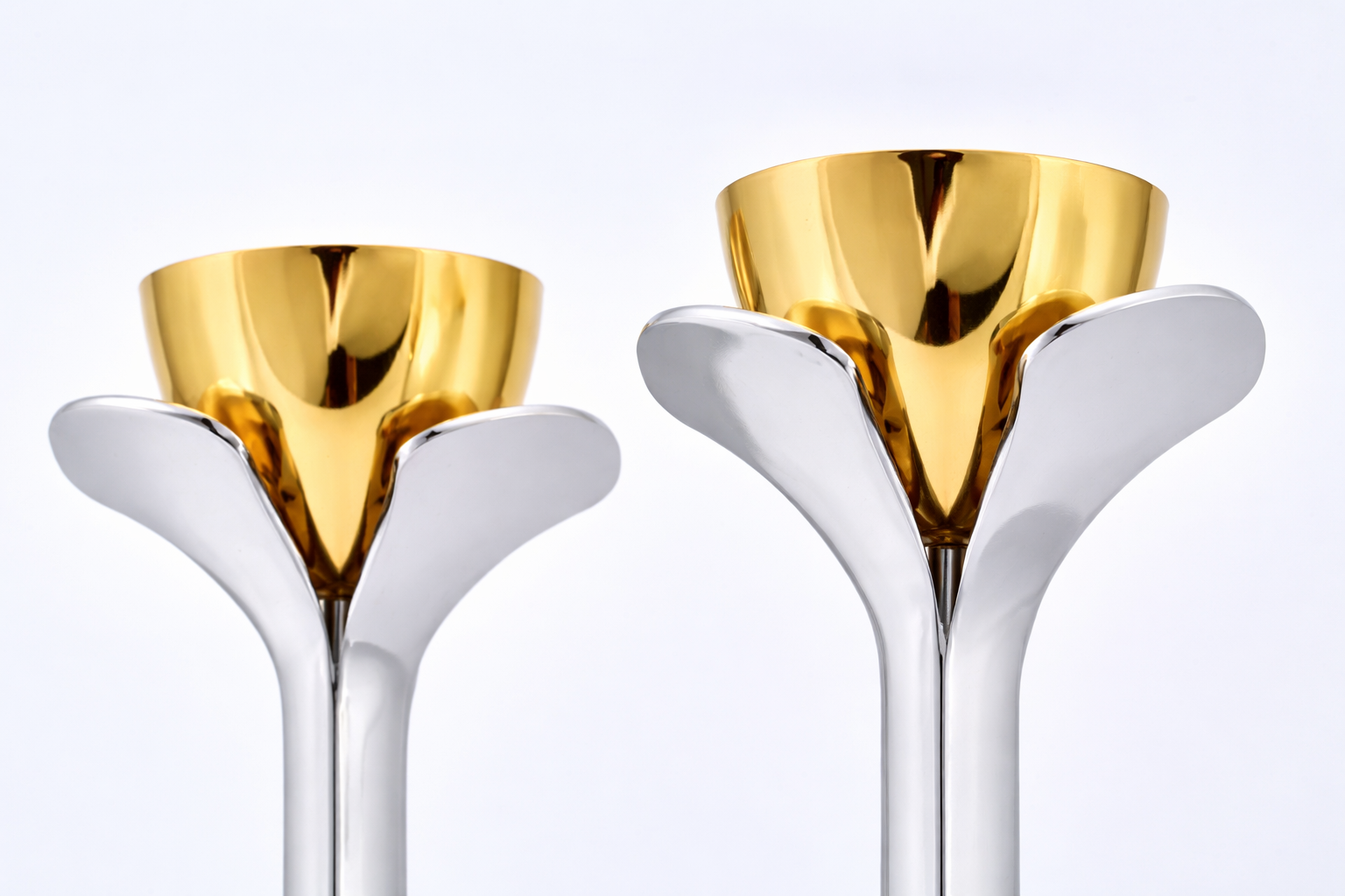 Tall Minimalist Airy Frame Candlesticks with Floating Silver Holders