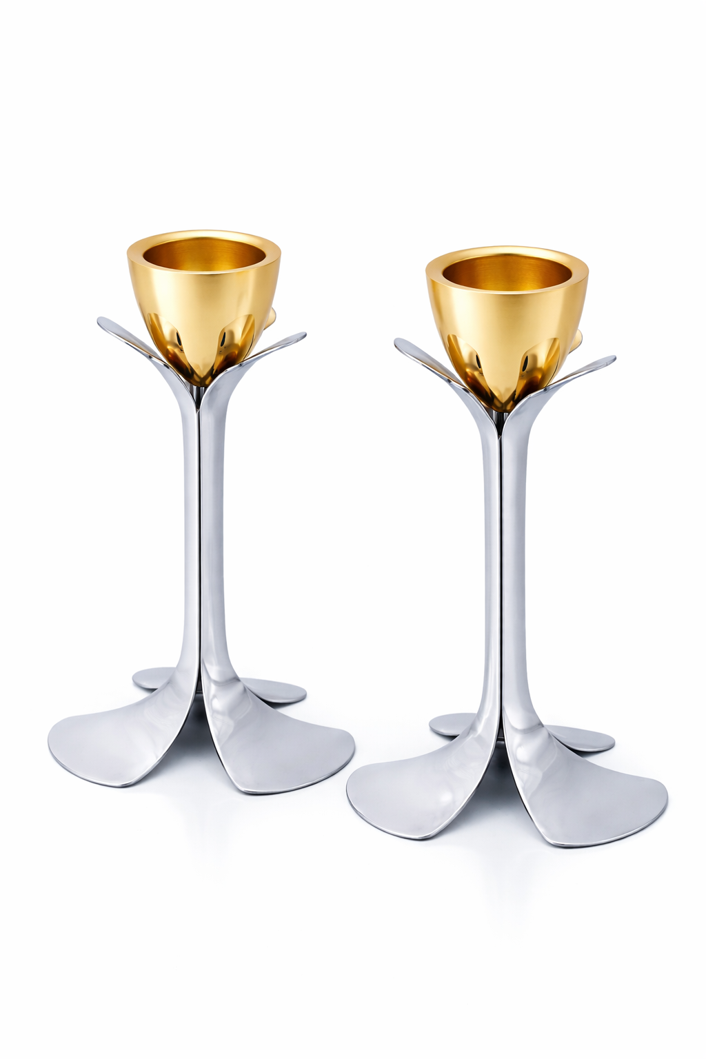 Tall Minimalist Airy Frame Candlesticks with Floating Silver Holders