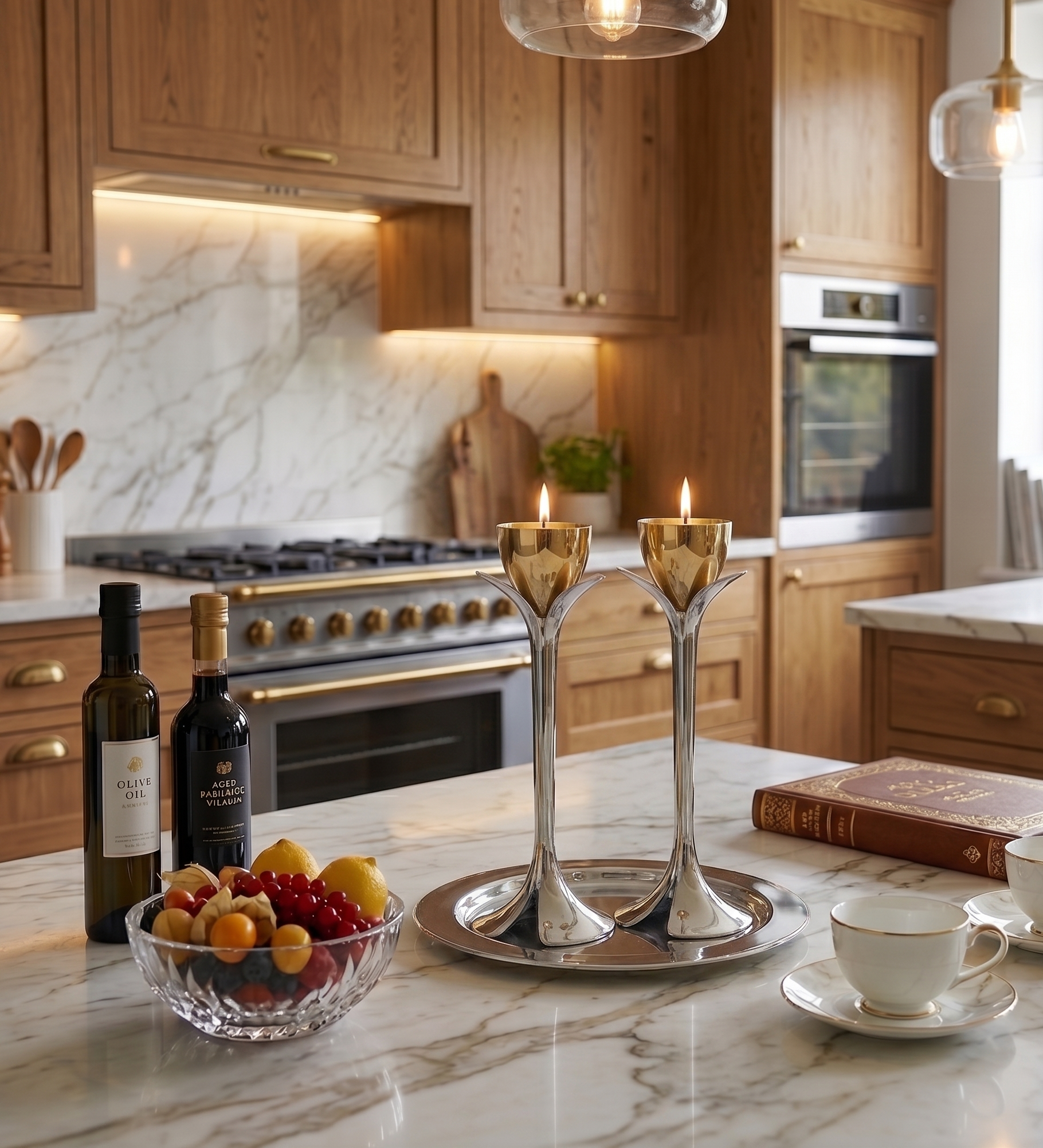 Tall Minimalist Airy Frame Candlesticks with Floating Silver Holders