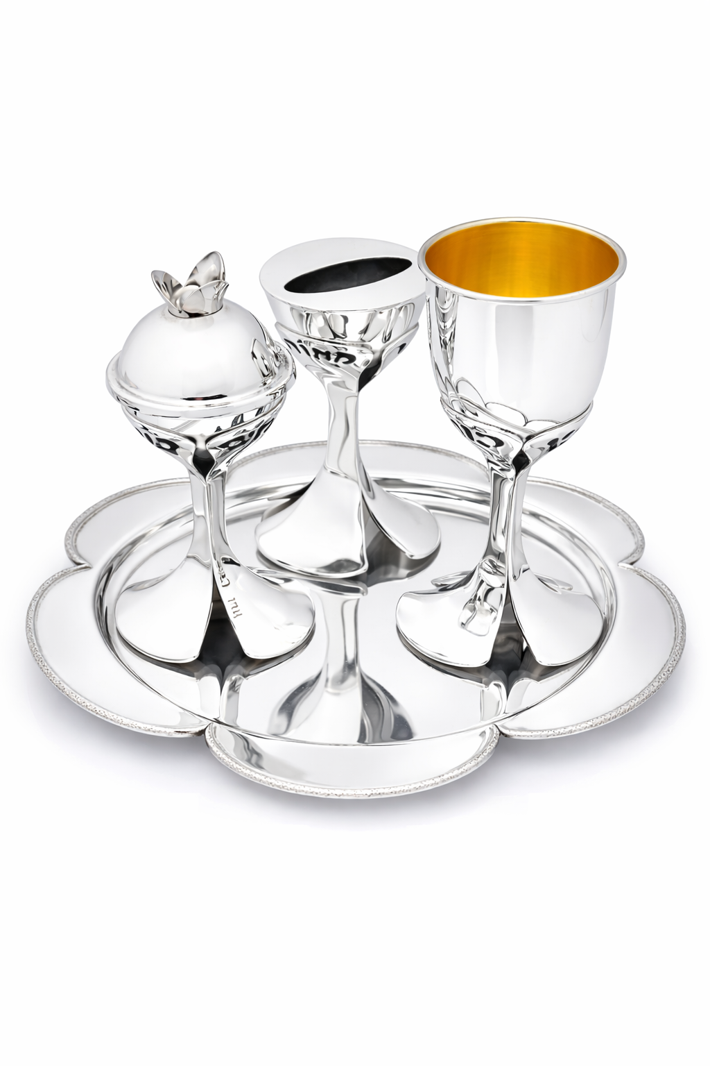 Contemporary Sterling Silver Floral Havdalah Set with Petals