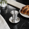 Engraved Aluminum Kiddush Cup with Silver Base and Matching Plate