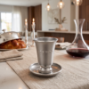 Engraved Aluminum Kiddush Cup with Silver Base and Matching Plate