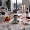 Engraved Aluminum Kiddush Cup with Silver Base and Matching Plate