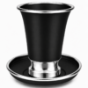 Engraved Aluminum Kiddush Cup with Silver Base and Matching Plate