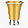 Engraved Aluminum Kiddush Cup with Silver Base and Matching Plate