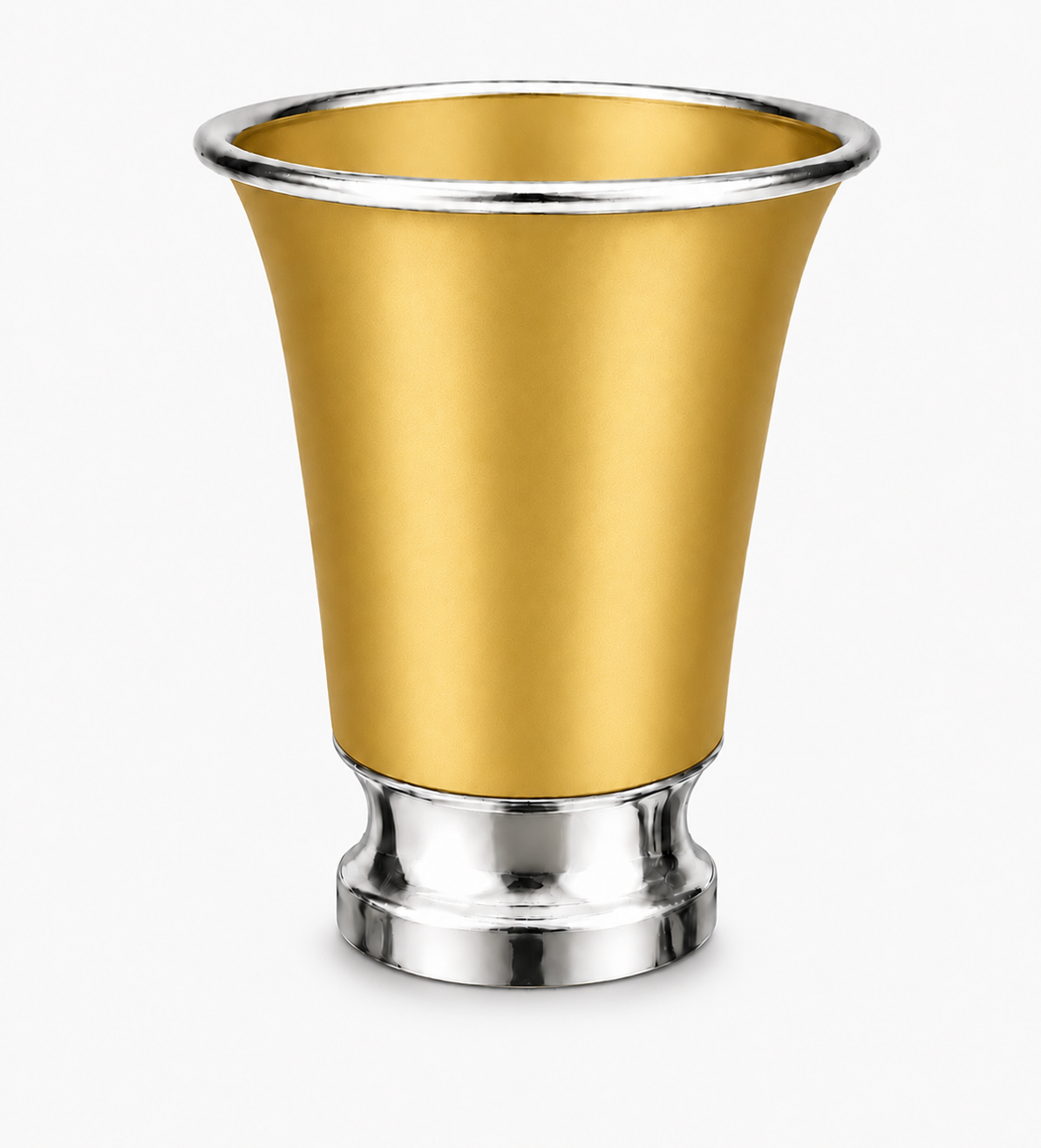 Engraved Aluminum Kiddush Cup with Silver Base and Matching Plate
