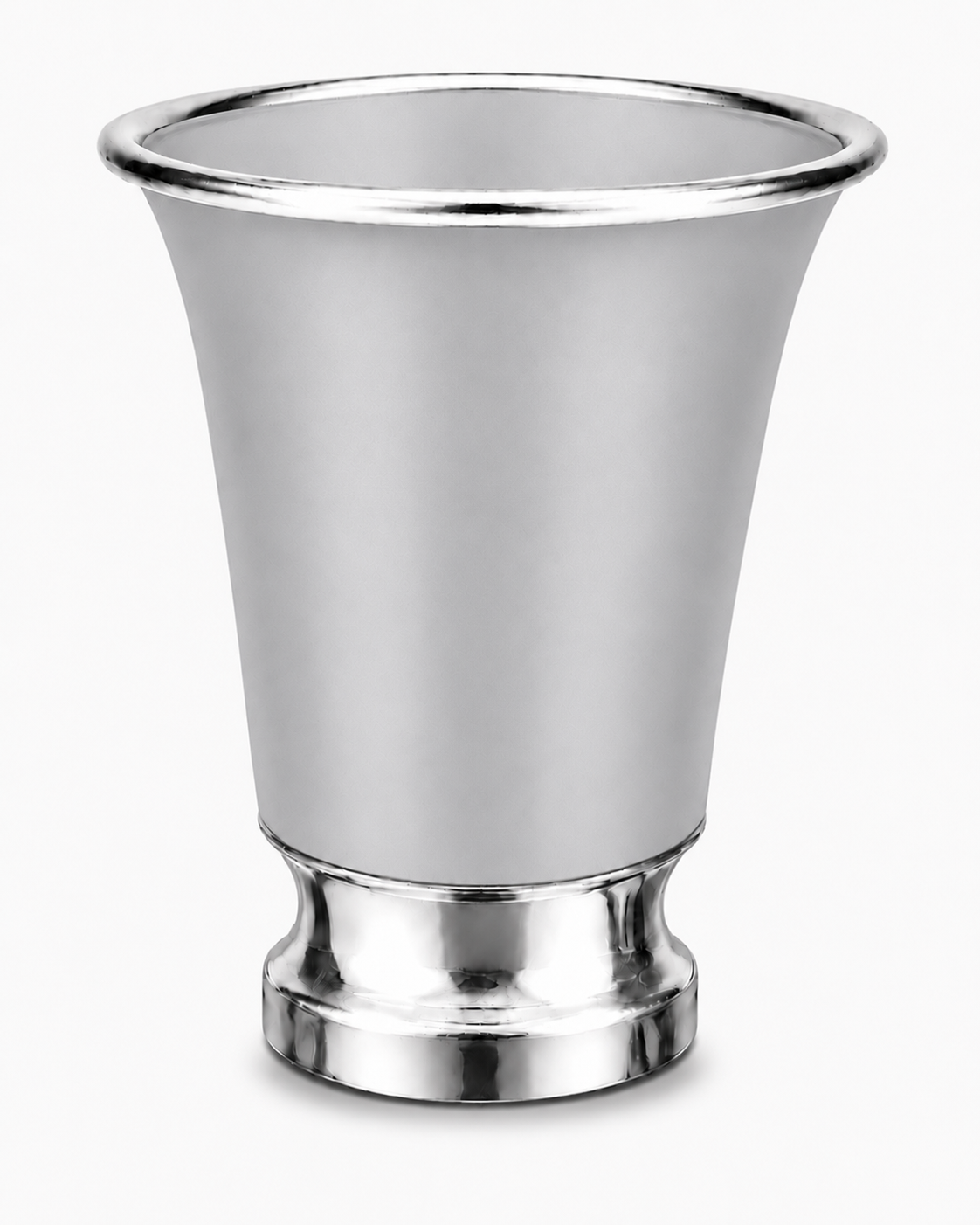 Engraved Aluminum Kiddush Cup with Silver Base and Matching Plate
