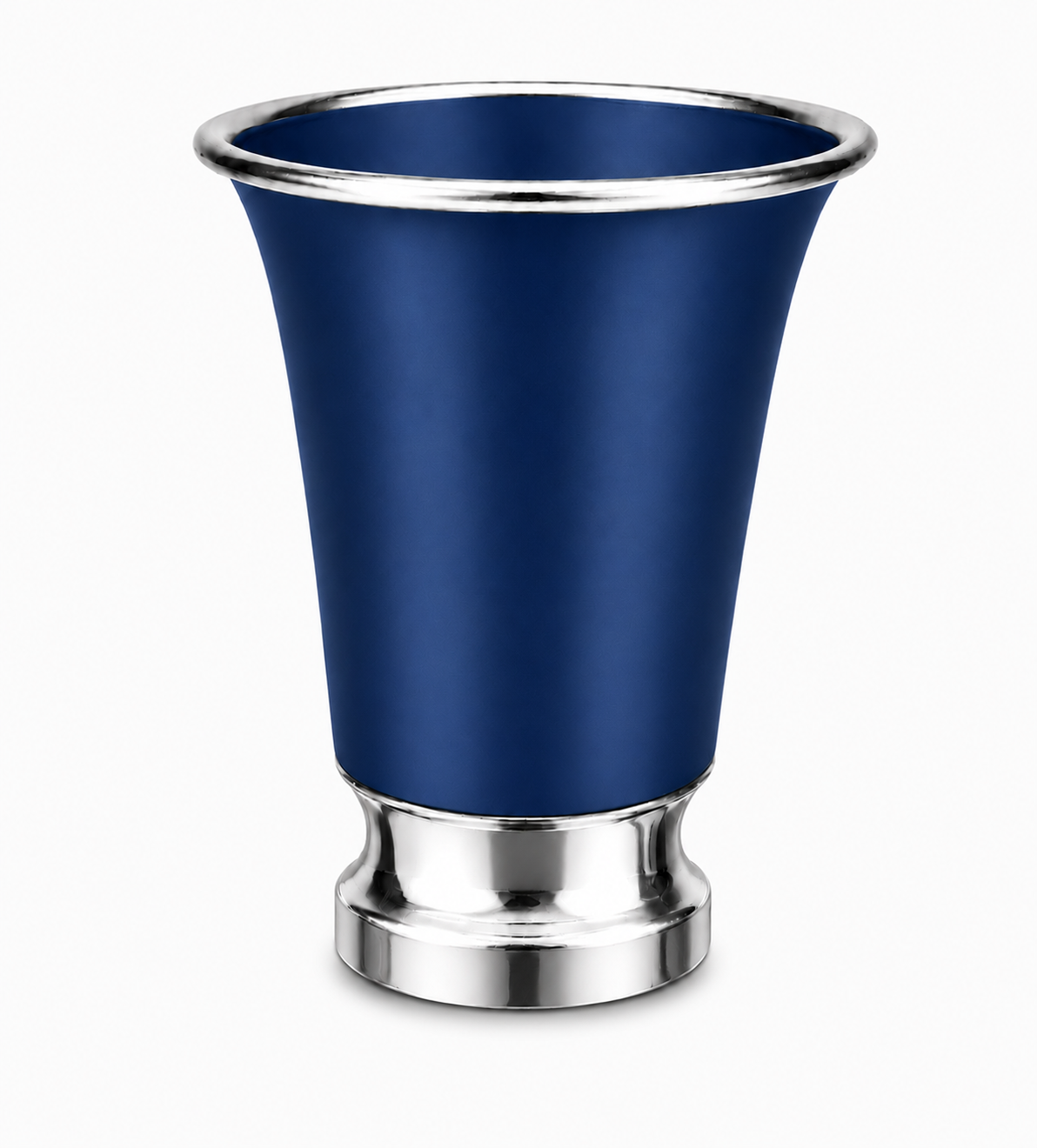 Engraved Aluminum Kiddush Cup with Silver Base and Matching Plate