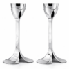 Artistic Floral Inspired Petal Base Sterling Silver Candle Holders
