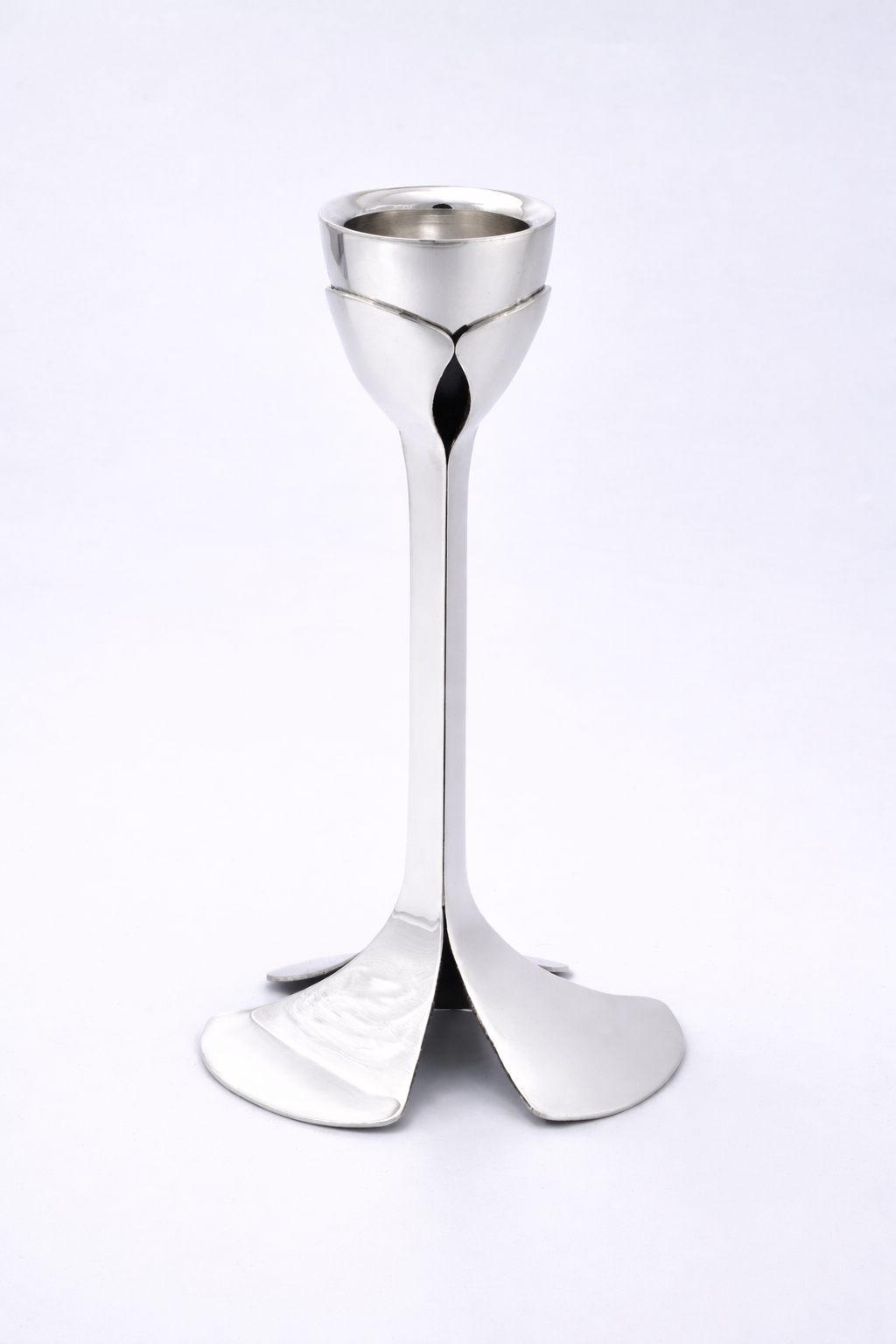 Artistic Floral Inspired Petal Base Sterling Silver Candle Holders