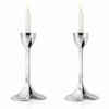 Artistic Floral Inspired Petal Base Sterling Silver Candle Holders