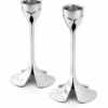 Artistic Floral Inspired Petal Base Sterling Silver Candle Holders