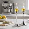 Artistic Floral Inspired Petal Base Sterling Silver Candle Holders