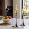 Artistic Floral Inspired Petal Base Sterling Silver Candle Holders