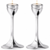 Artistic Floral Inspired Petal Base Sterling Silver Candle Holders