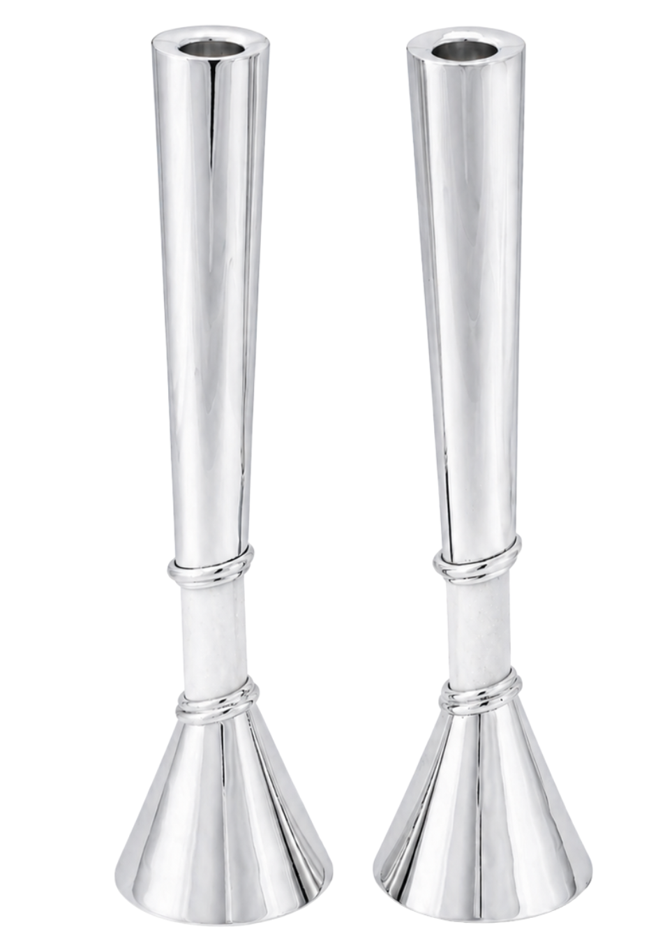 Contemporary Tall Silver Candle Holders with Blue Lapis Gemstone