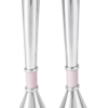 Contemporary Tall Silver Candle Holders with Blue Lapis Gemstone