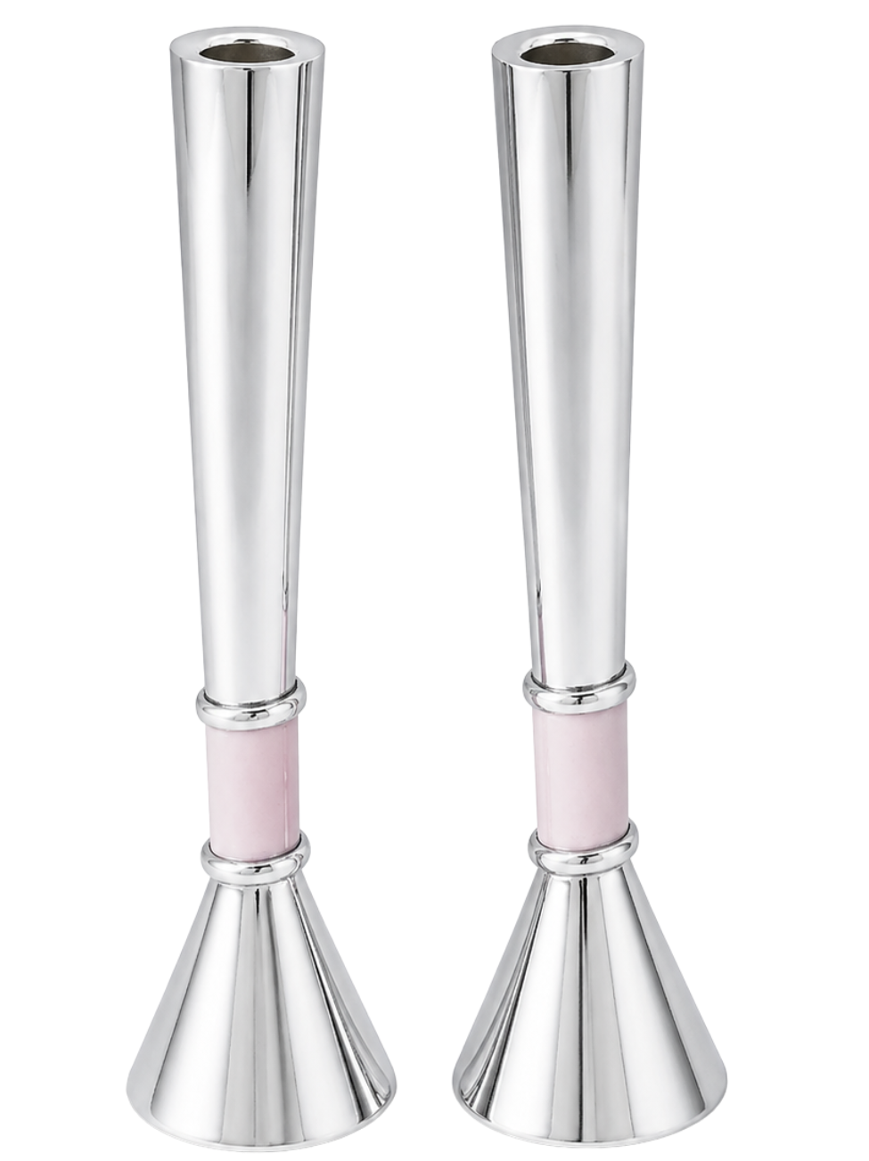 Contemporary Tall Silver Candle Holders with Blue Lapis Gemstone