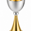 Grand Sterling Silver Modern Kiddush Cup With Elegant Brass Stem