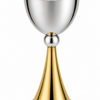 Grand Sterling Silver Modern Kiddush Cup With Elegant Brass Stem