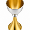 Grand Sterling Silver Modern Kiddush Cup With Elegant Brass Stem