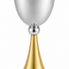 Grand Sterling Silver Modern Kiddush Cup With Elegant Brass Stem