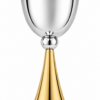 Grand Sterling Silver Modern Kiddush Cup With Elegant Brass Stem