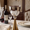 Grand Sterling Silver Modern Kiddush Cup With Elegant Brass Stem