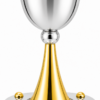 Grand Sterling Silver Modern Kiddush Cup With Elegant Brass Stem