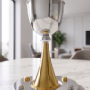 Grand Sterling Silver Modern Kiddush Cup With Elegant Brass Stem