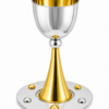 Grand Sterling Silver Modern Kiddush Cup With Elegant Brass Stem