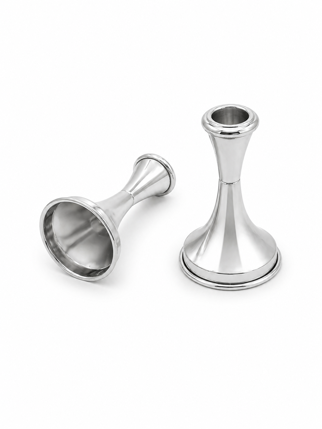 Minimalist Small Tapered Design Smooth Pure Silver Candlesticks