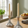 Minimalist Small Tapered Design Smooth Pure Silver Candlesticks