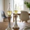 Minimalist Small Tapered Design Smooth Pure Silver Candlesticks