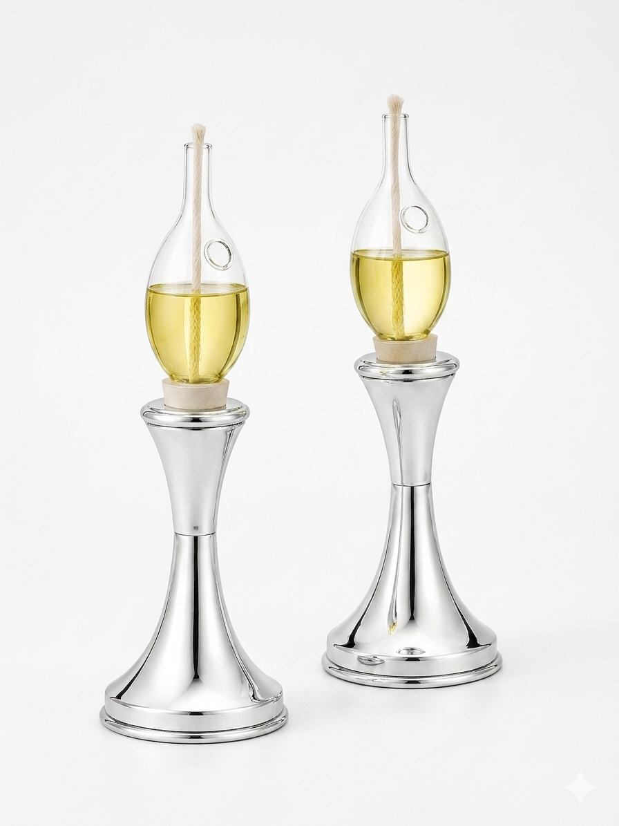 Minimalist Small Tapered Design Smooth Pure Silver Candlesticks