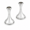 Minimalist Small Tapered Design Smooth Pure Silver Candlesticks