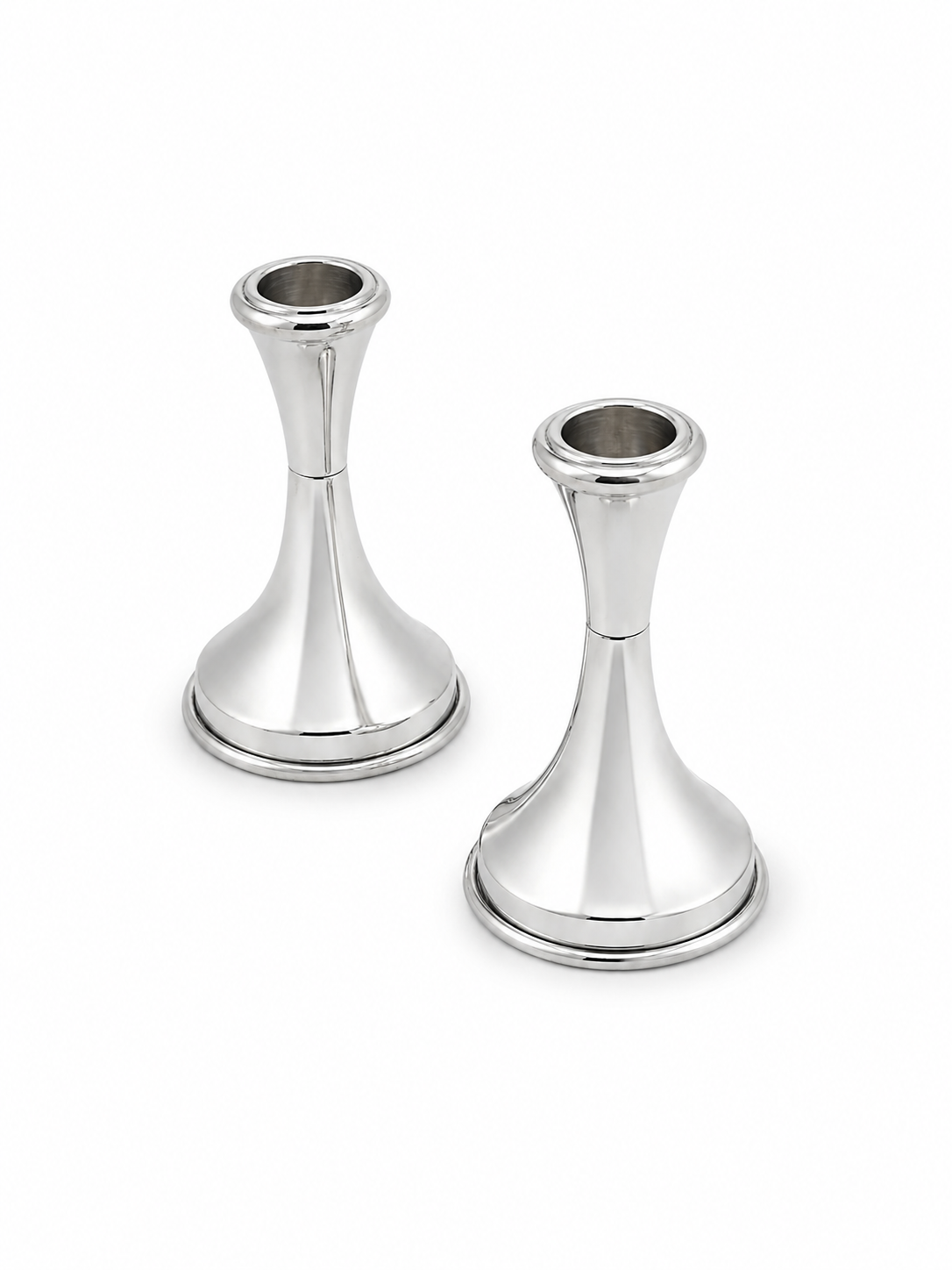 Minimalist Small Tapered Design Smooth Pure Silver Candlesticks