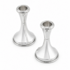 Minimalist Small Tapered Design Smooth Pure Silver Candlesticks