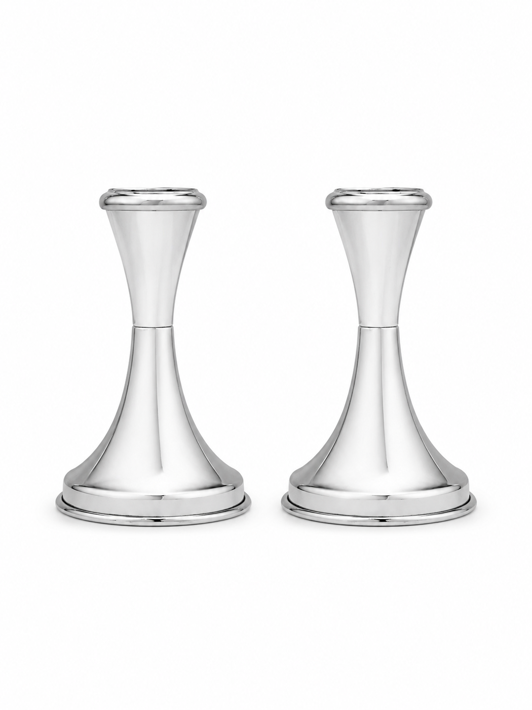 Minimalist Small Tapered Design Smooth Pure Silver Candlesticks