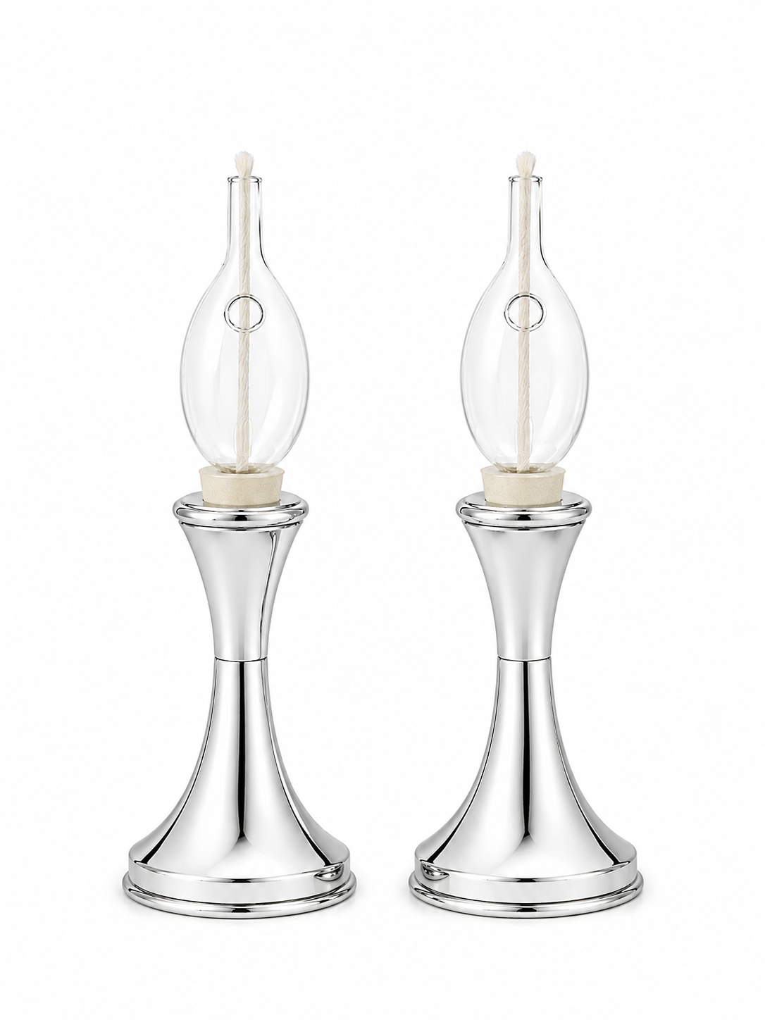 Minimalist Small Tapered Design Smooth Pure Silver Candlesticks
