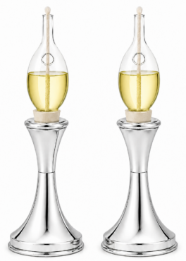 Minimalist Small Tapered Design Smooth Pure Silver Candlesticks