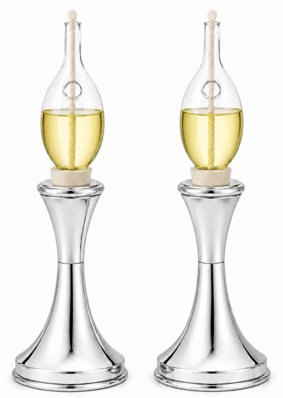 Minimalist Small Tapered Design Smooth Pure Silver Candlesticks