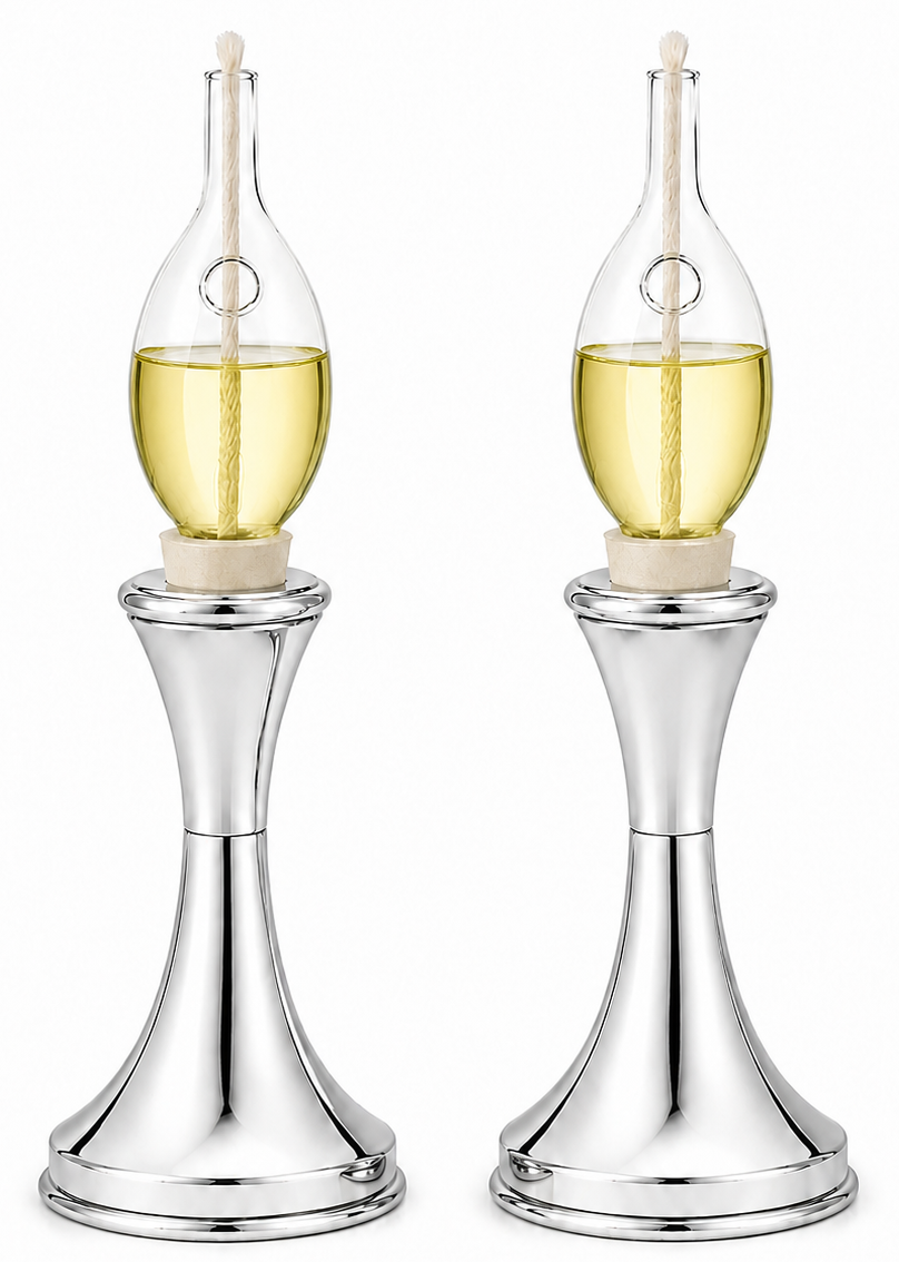 Minimalist Small Tapered Design Smooth Pure Silver Candlesticks