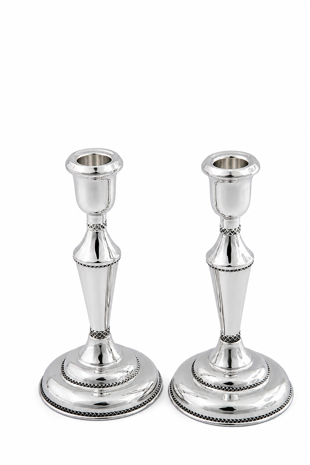 Elegant Mid-Sized Filigree Silver Candlesticks with Matching Tray