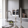 Elegant Mid-Sized Filigree Silver Candlesticks with Matching Tray