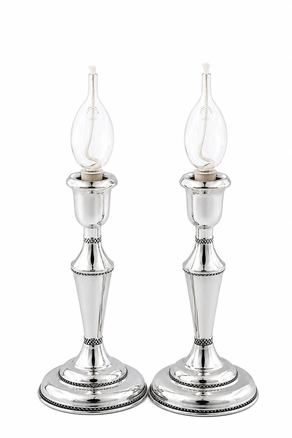Elegant Mid-Sized Filigree Silver Candlesticks with Matching Tray