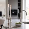 Elegant Mid-Sized Filigree Silver Candlesticks with Matching Tray
