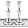 Elegant Mid-Sized Filigree Silver Candlesticks with Matching Tray