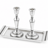 Elegant Mid-Sized Filigree Silver Candlesticks with Matching Tray